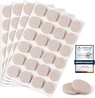 moinkerin 96 Piezas Fieltro Adhesivo Muebles 20mm Almohadillas de Fieltro Grosor 5mm Protector Patas Sillas para Pies de Muebles, Protectores Patas Sillas, Suelos de Madera Beige