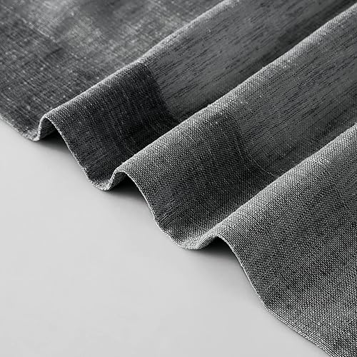 Miniatura 7 de Melodieux Cortinas traslúcidas de lino negro de 84 pulgadas de largo para dormitorio, sala de estar, cortinas de gasa transparente con bolsillo para