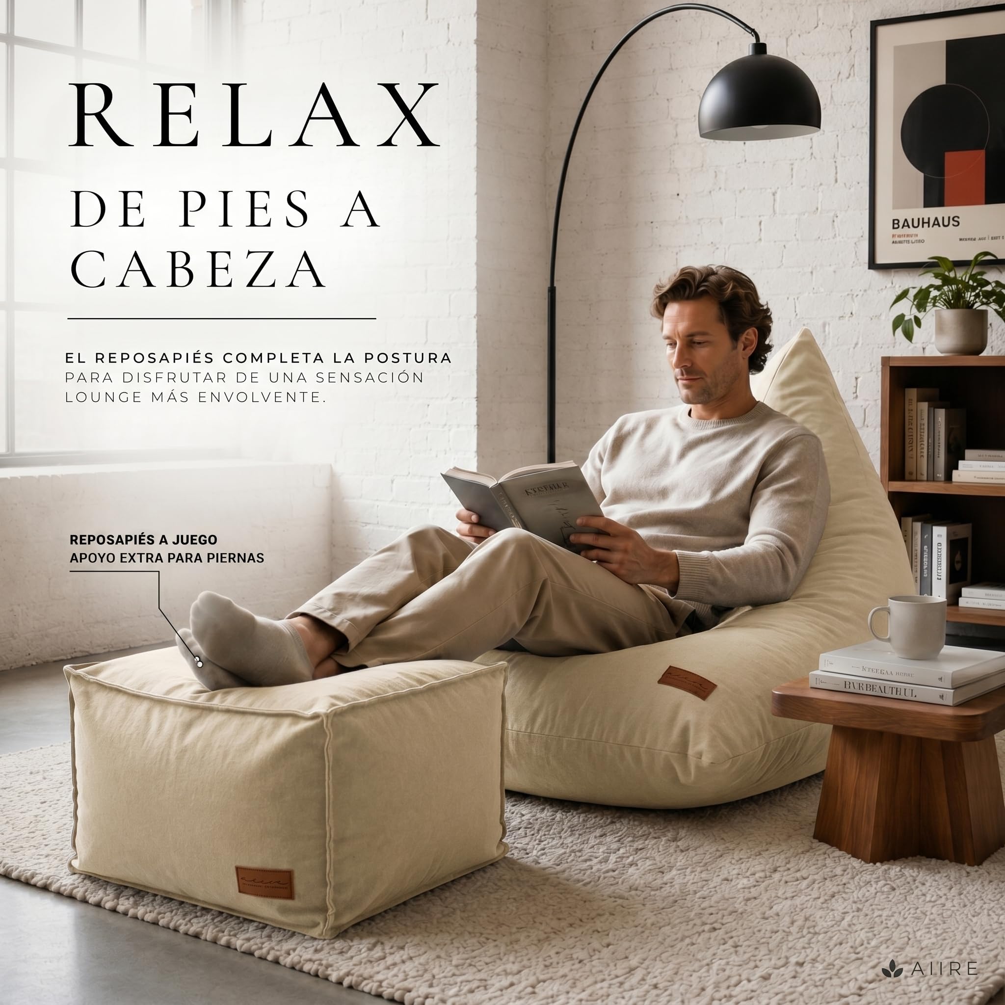 Aiire Puff con Relleno Incluido Moderno - Puf Salon XXL de Diseño para Adulto o Juvenil - Funda Desenfundable y Lavable - Puffs Infantiles XXL - Bean Bag Chair Gamer Gigante con Reposapiés