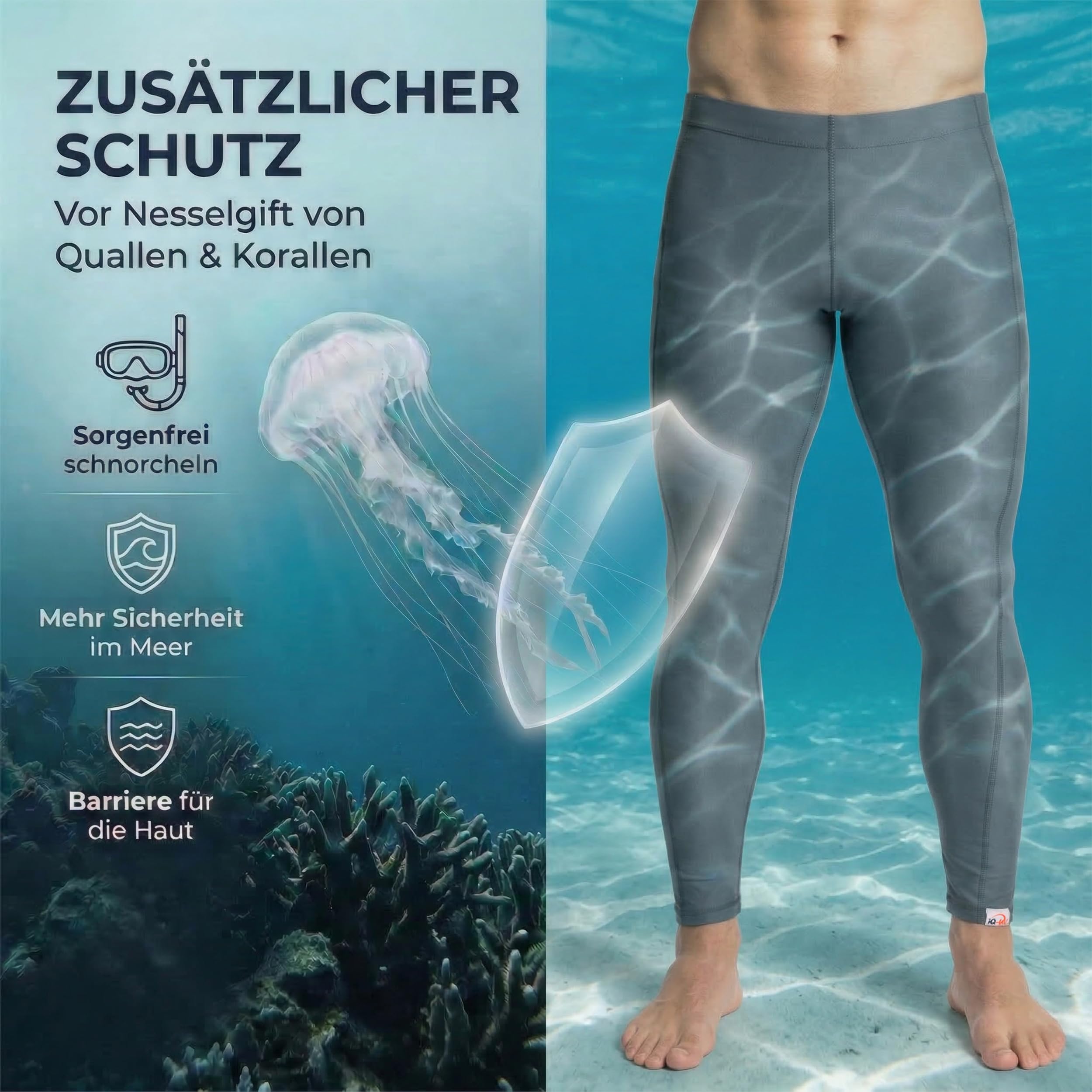 iQ-UV Badehose für Herren Lang – Lange Schwimmhose für Herren mit UPF 50+ UV-Schutz – Lange Stretch Badehosen mit Handytasche – Badeshorts in lang, elastisch & schnelltrocknend