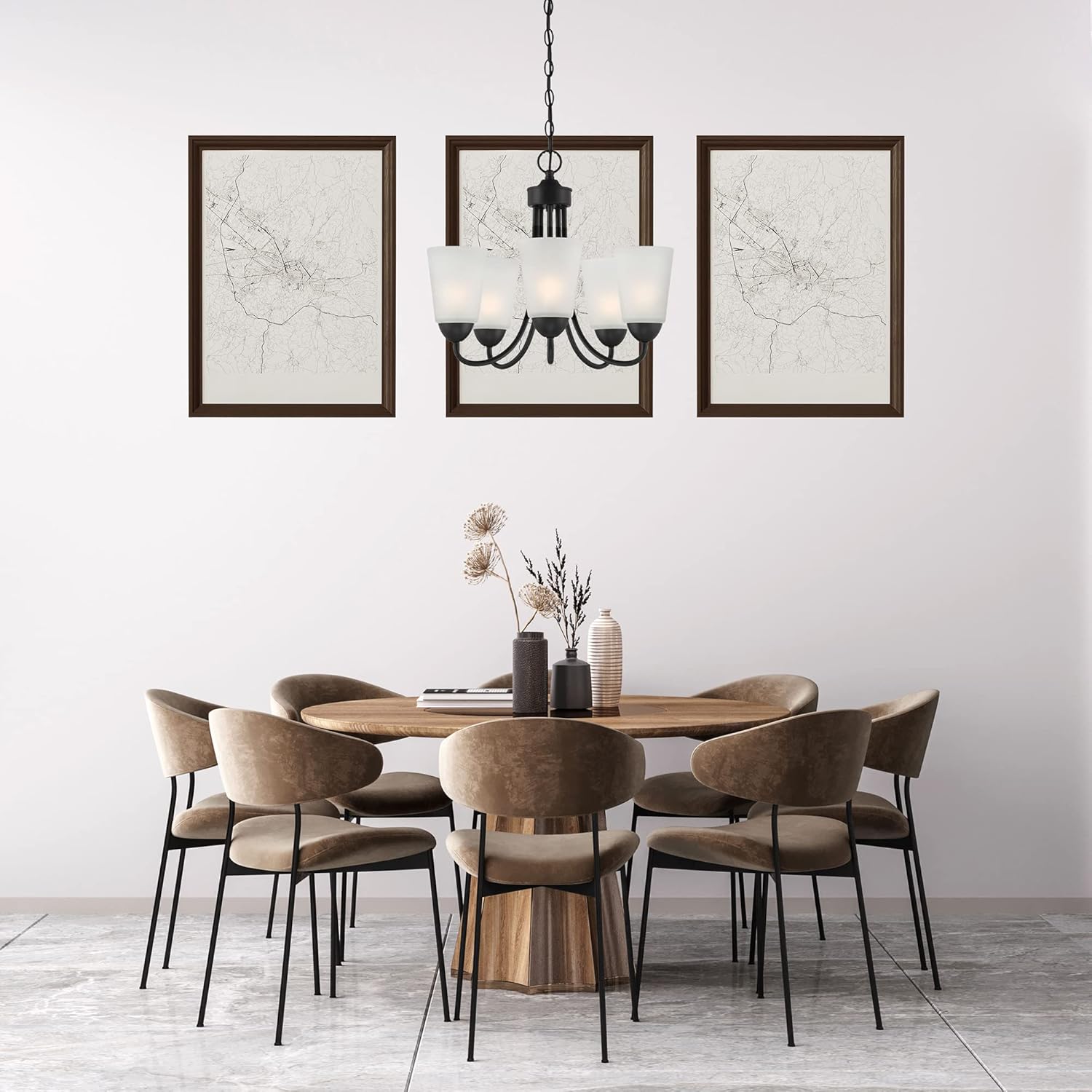 DESIGNERS FOUNTAIN Malone 5 Light Chandelier, Matte Black, D267M-5CH-MB
