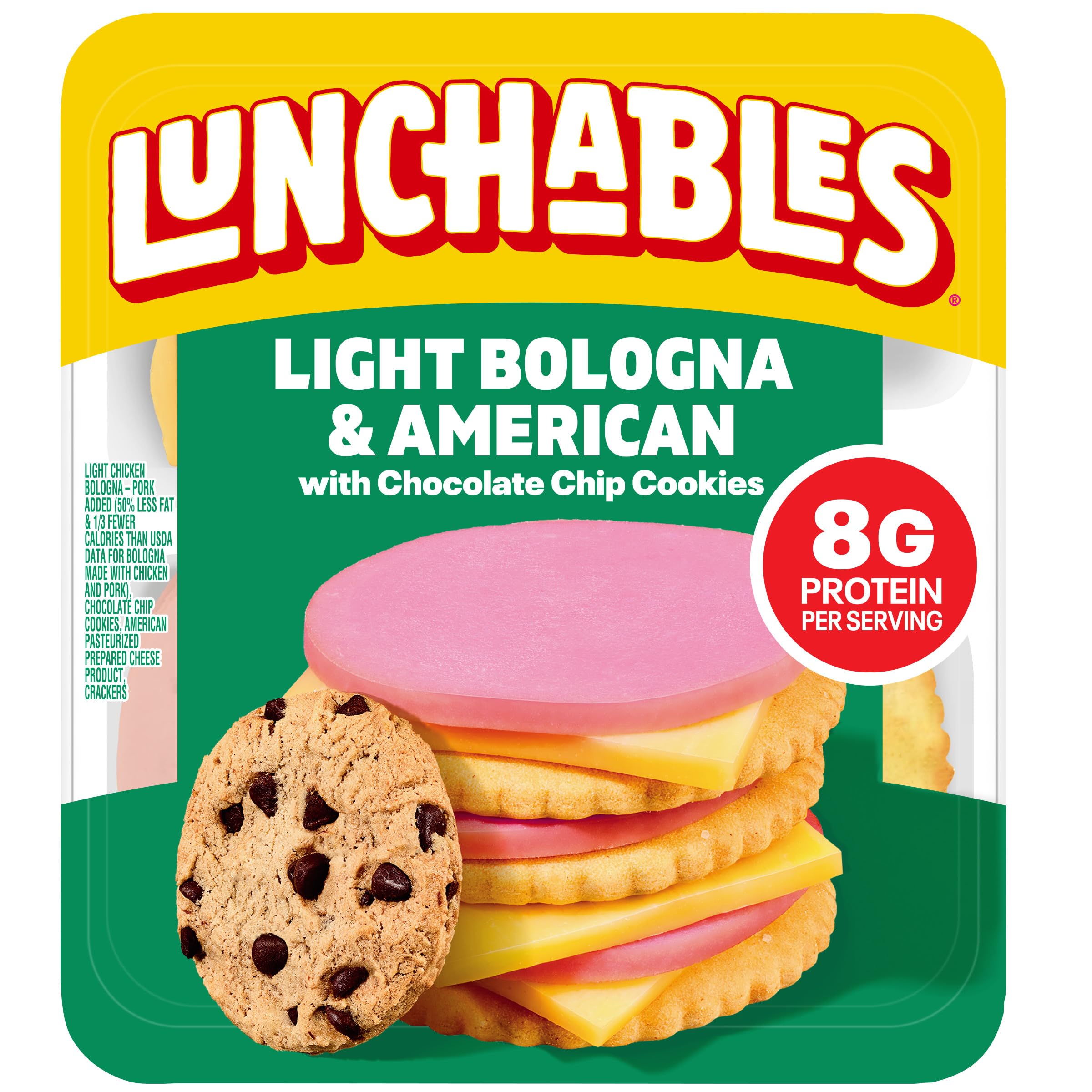 Light Bologna & American with Chocolate Chip Cookies, 3.1 oz Pack