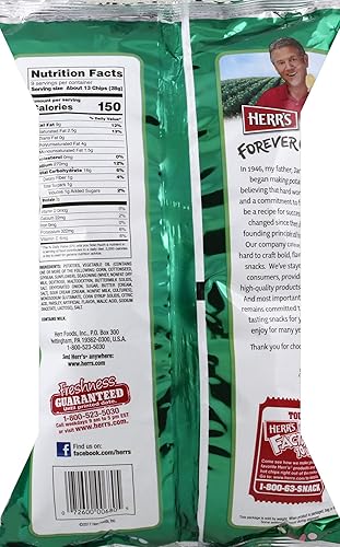 Miniatura 3 de Herr's Papas fritas de crema agria y cebolla, 2.75 onzas (paquete de 24 bolsas) - Chips clásicos con rico sabor a crema agria y cebolla - Ideal para