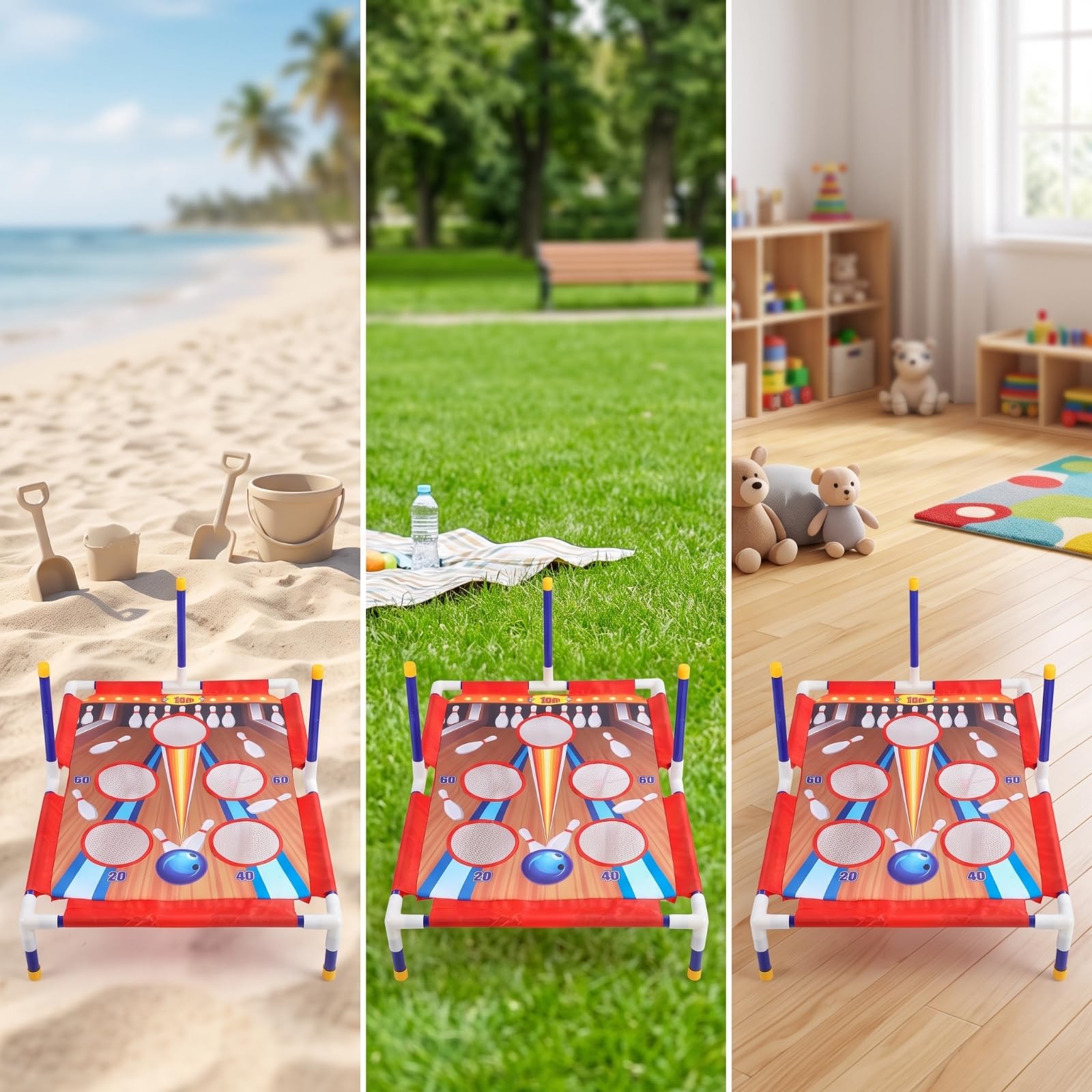 predolo Gioco con Anelli e Sacchetti tile | Struttura in Plastica Leggera, Tabellone per Lancio con Sacchetti, Giardino