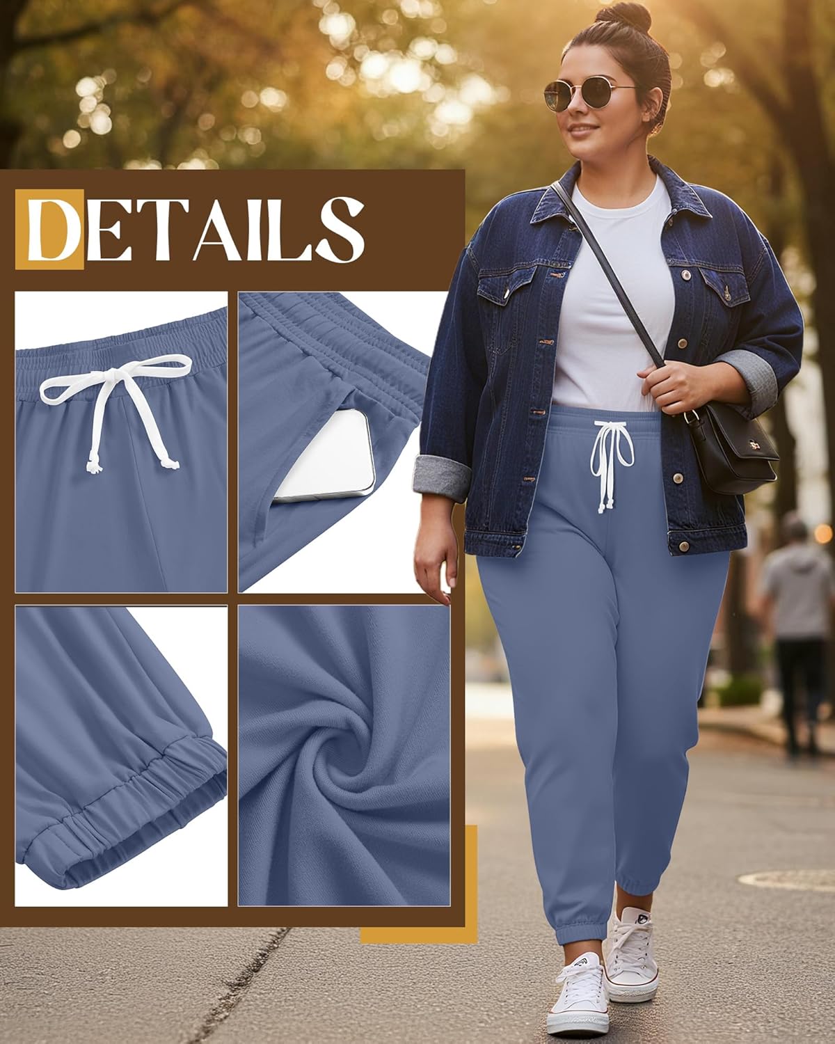 Neer 3 Pack Women's Plus Size Sweatpants Casual Loose Fit Drawstring Joggers Lightweight Athletic Lounge Pants with Pockets - Image 3