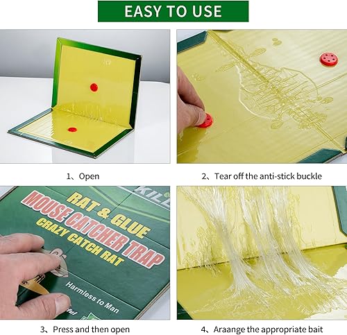 Miniatura 4 de 10-Pack de trampas adhesivas grandes para ratones con pegajosidad mejorada, tablero adhesivo para ratas y serpientes para interiores y exteriores de