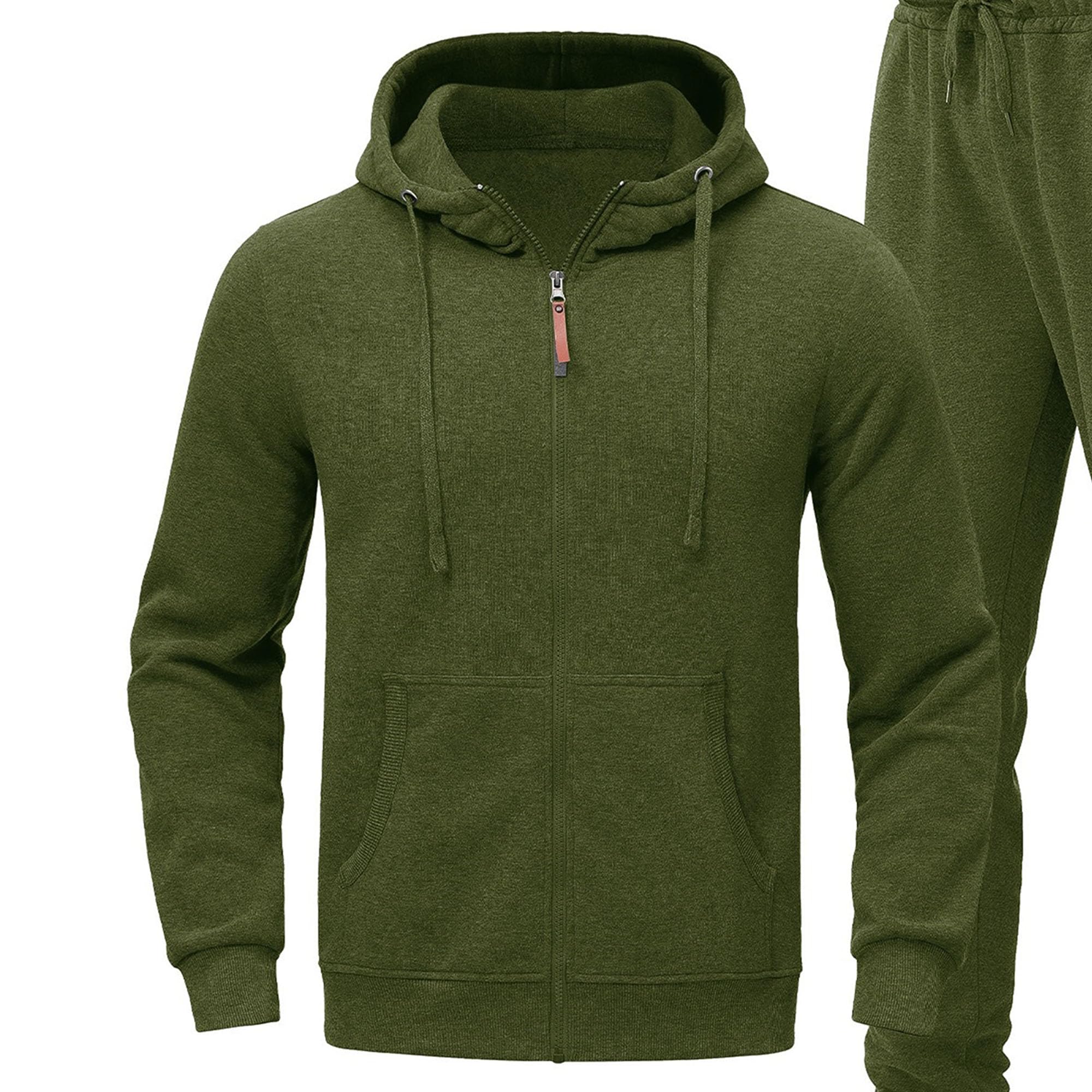 Męska bluza z kapturem na zamek błyskawiczny slim fit sportowy zestaw