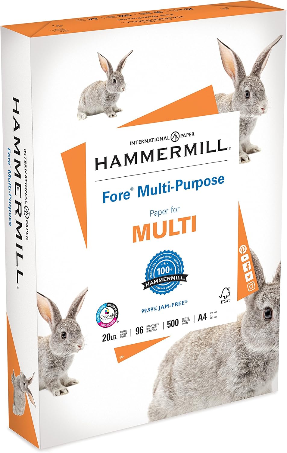 Hammermill A4 Paper, Fore Multipurpose 20 lb Printer Paper