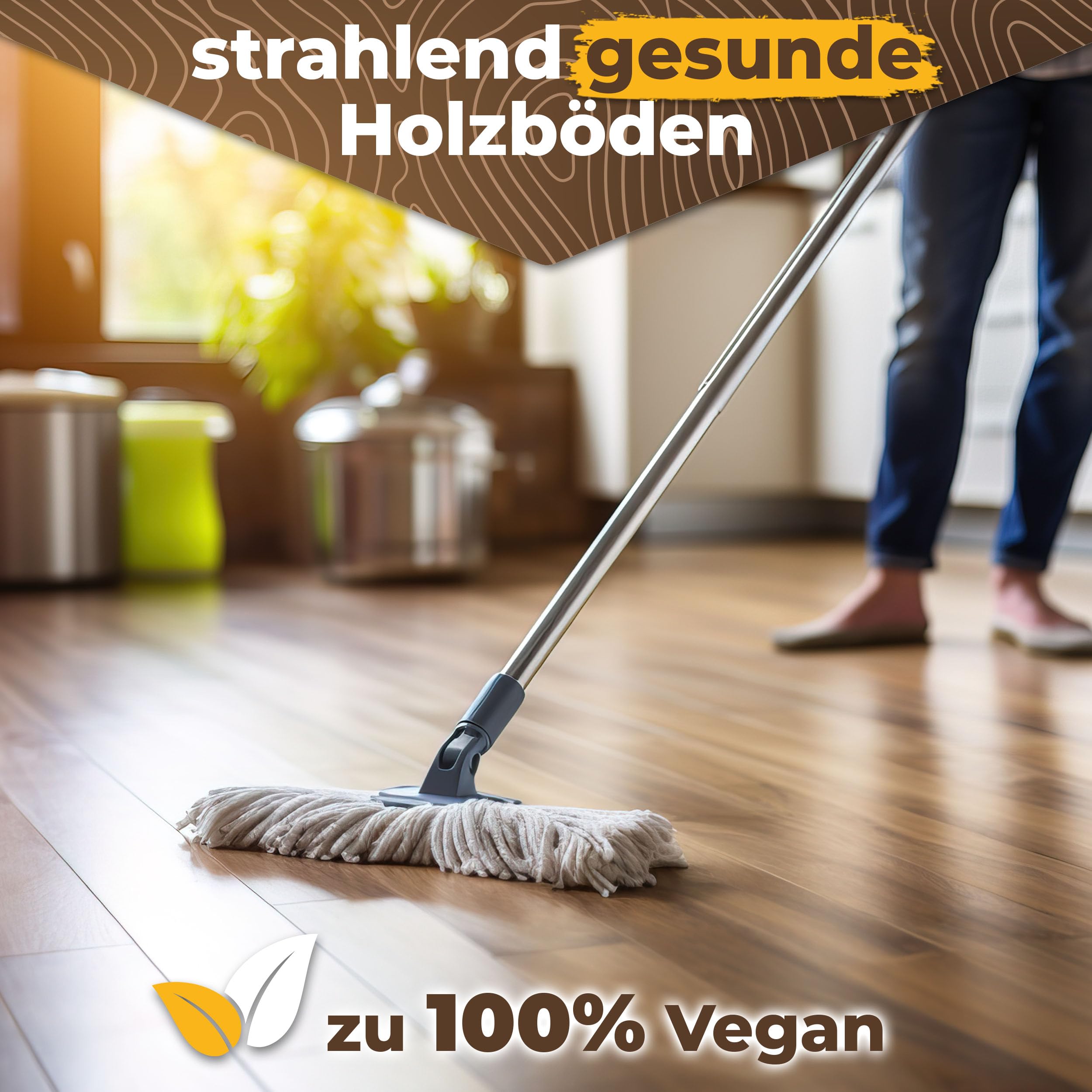 Parkettpflege für geölte Böden 5L Holz Dielen Parkettboden Reiniger Pflege, Holzboden un d Parkett wischen, Holzseife mit UV-Schutz