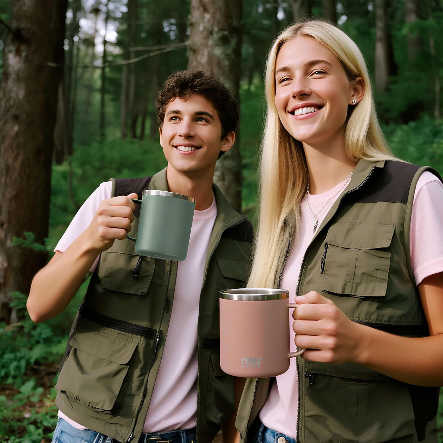 14 Oz Stainless Steel Green Coffee Mug with Handle and Lid – Double Wall Thermal Coffee Cup – Dishwasher Safe Insulated Tumbler Keeps Drinks Hot & Cold – For Home, Office, Travel - Image 8