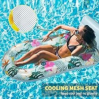 Vista 3 de Inflatable Pool Floats Adult - Pool Floaties Pool Lounger Raft for Adults Heavy Duty Water Pool Float with Cup Holder Backrest Swimming Pool