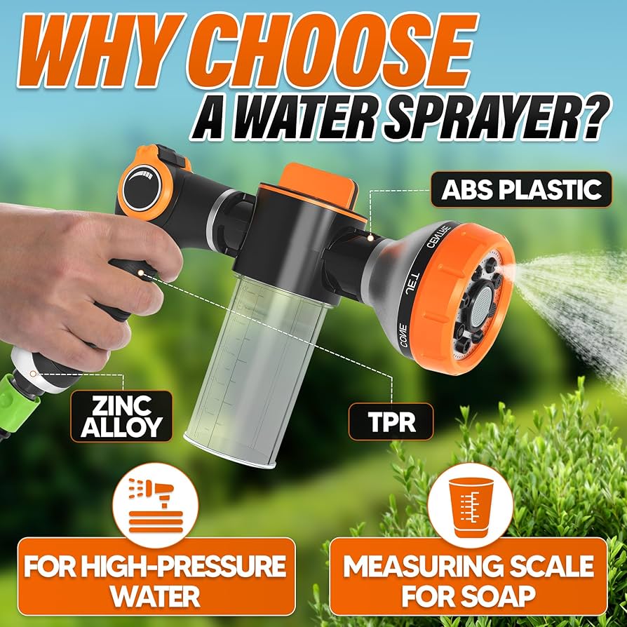 High Pressure Car Wash Water Spray Nozzle With 4 Connectors, Portable Garden Hose Attachment For Vehicles And Patios