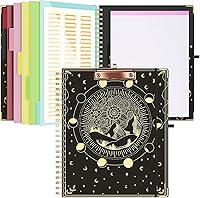 Vista 8 de Ospelelf Folio portapapeles con bloc de notas para tamaño carta, carpeta portapapeles con almacenamiento, 5 carpetas con 10 bolsillos, cierre Tarot