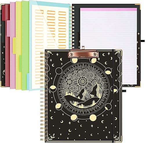 Ospelelf Portapapeles con almacenamiento de 8.5 x 11, organizador de padfolio, cartera en espiral, tamaño carta con bloc de notas, soporte para