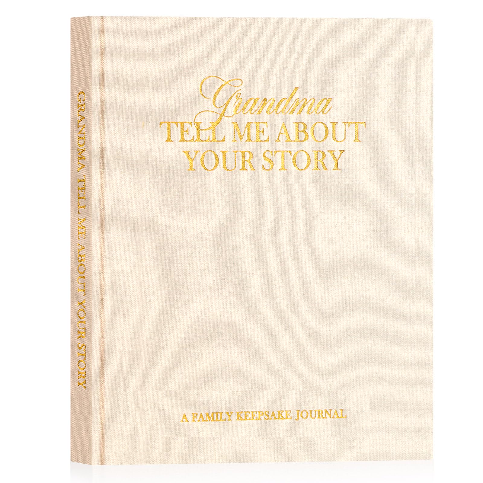 Lanpn Grandma Life Story Book Journal with 260+ Prompts, Linen Hardcover Grandmother Guided Journal Memory Keepsake Book to Fill Out, Mother's Day Birthday Christmas Grandmas Gift, Beige