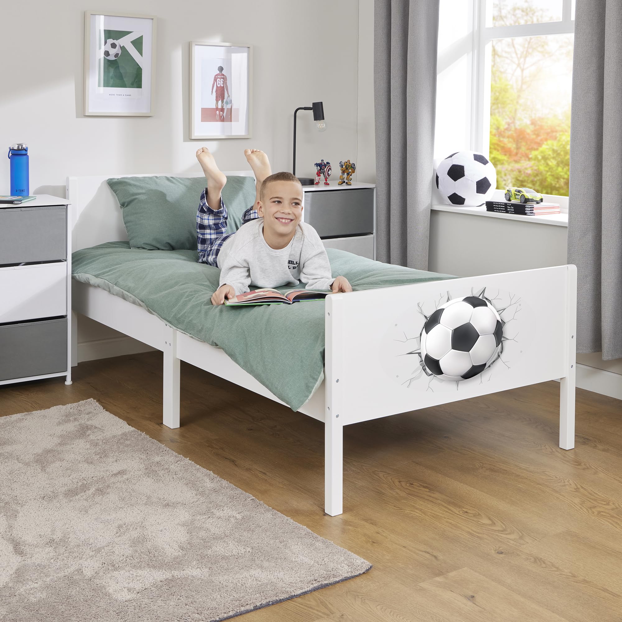 Liberty House Toys Kids Single Football Bed - White - Wood