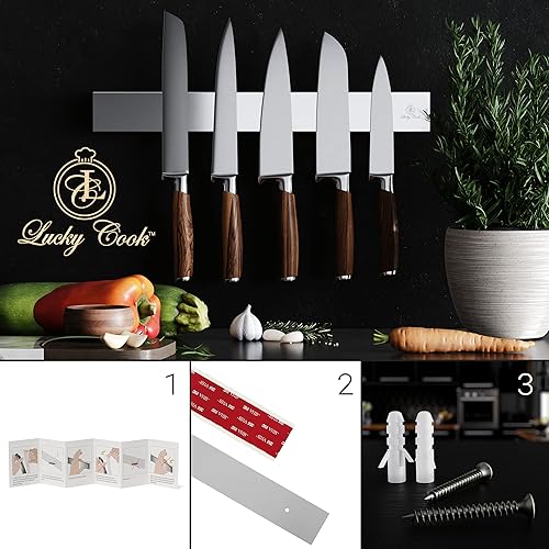 Miniatura 7 de Soporte magnético para cuchillos eficiente y que ahorra espacio, de 16 pulgadas, fuerte, universal, duradero, ideal para organización de cocina y