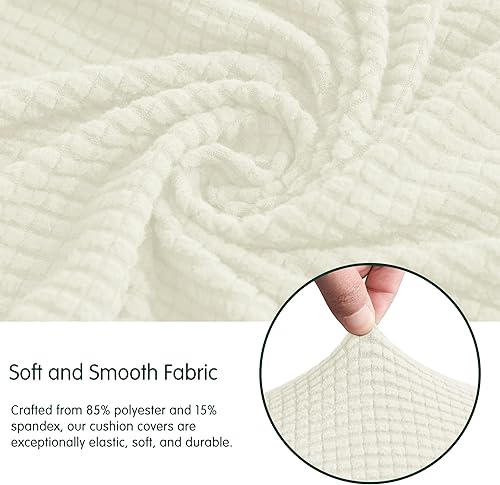 Miniatura 7 de CHUN YI - Funda elástica de cojín para sofá de 3 plazas, funda de asiento de sofá con tela jacquard de elastano (grande, color marfil blanco)