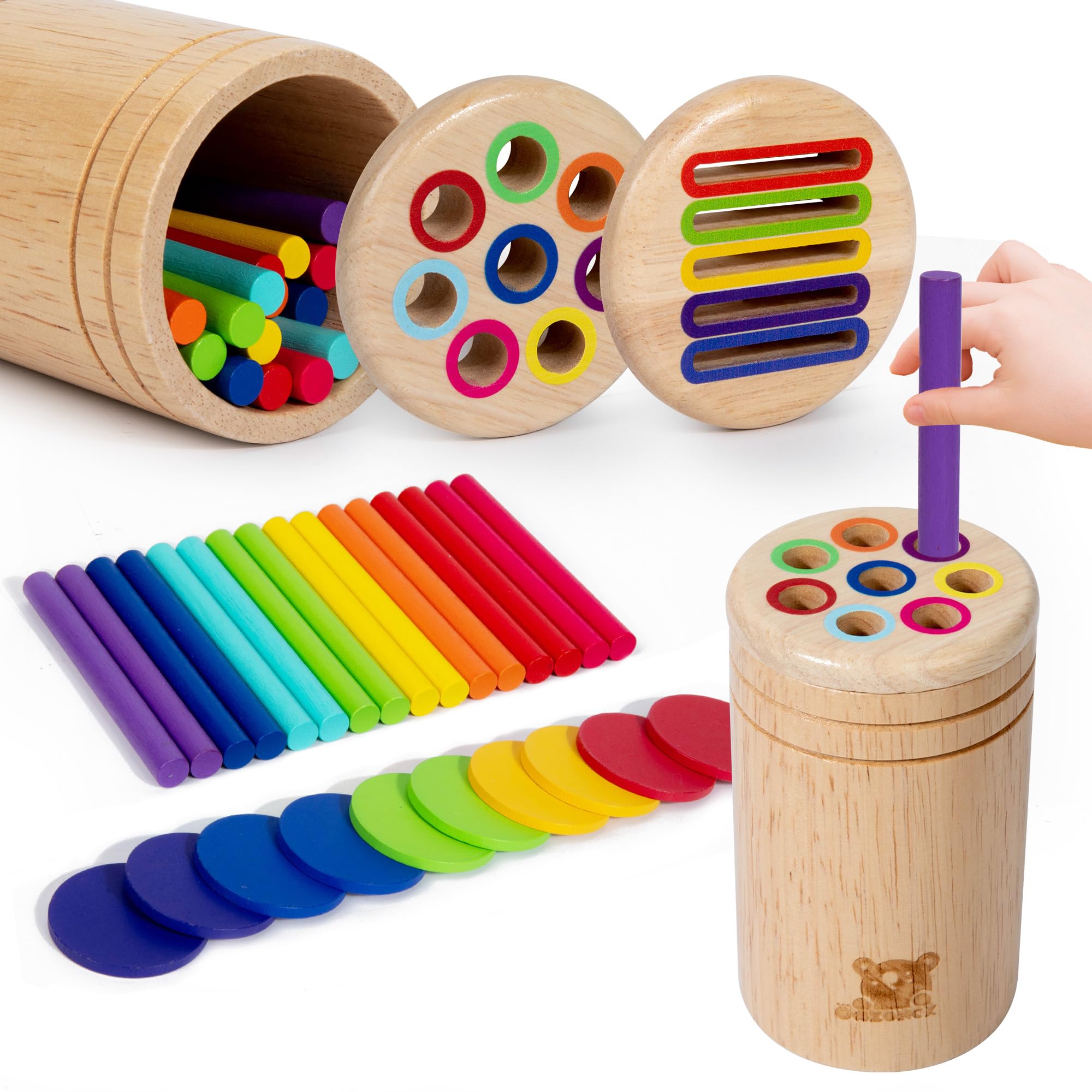 oazoxcx Wooden Learning Color Sorting Toys for Toddlers Sensory Sorting Coin Box Toys for Toddlers 1-3 Fine Motor Skills and Matching Games for