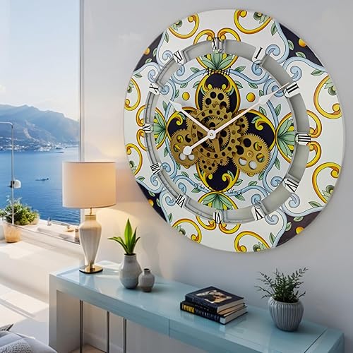 Vista 2 de ImprovingLife The Gears Clock Wall Clock Italy Collection with Moving Gears (Atrani, 24 inch Round)