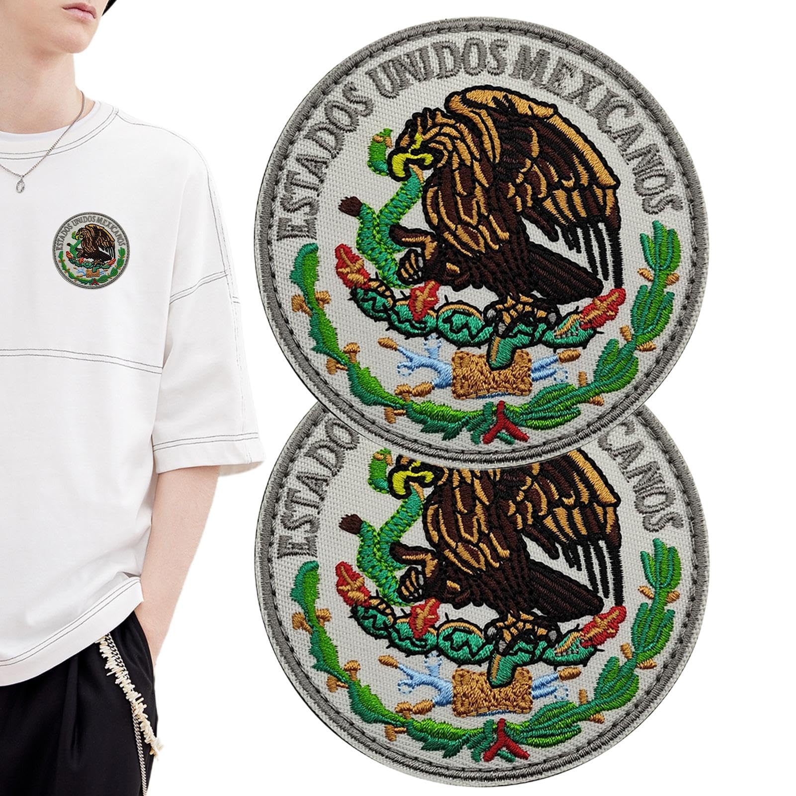 Patch Ricamate Bandiera Messico Con Colori Ufficiali - Scudo Ricamato - Patch Motociclistiche Ricamate - Patch Militari, Toppa Messico (Messico - Foto 2