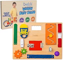 Busy Board - Wooden Montessori Activity Board for Toddlers &