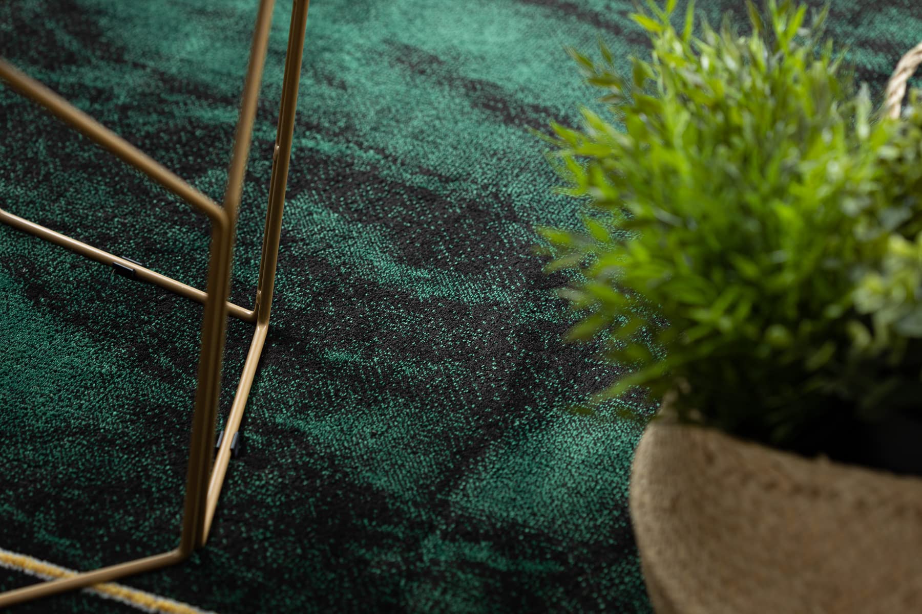 rugsx Tapis Exclusif Emerald Tapis Glamour, Tapis élégant, pour Le Salon, la Chambre à Coucher, Le Bureau, Le Dressing, Géométrique, Vert Bouteille/Or 180x270 cm