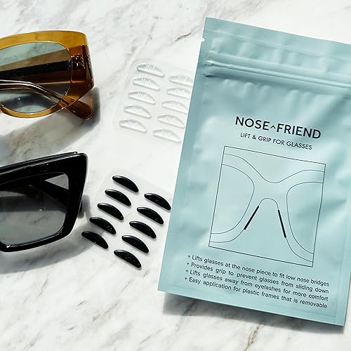 Miniatura 8 de NOSE FRIEND 10 pares (negro y transparente)  Almohadillas de nariz ADD Grip para gafas  Antideslizantes  Puente de nariz pequeño  (5 pares negros y