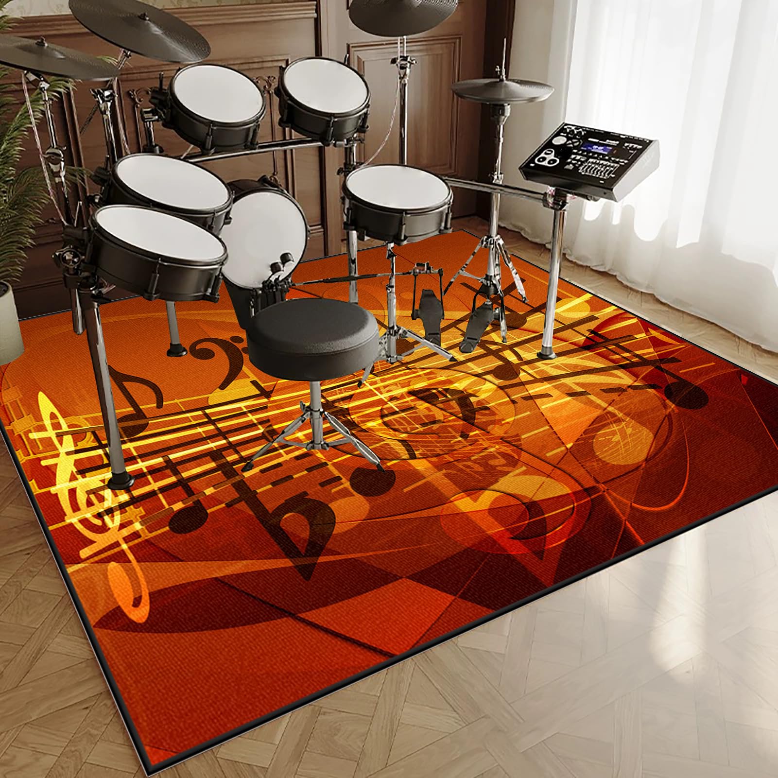 Dywan Bateria Dywan Bębnowy Dywan Akustyczny 160 x 100 cm Dźwiękoszczelne Antypoślizgowe Dywaniki do Elektronicznych Bębnów Bębenowych Bęben bębnowy Instrumenty muzyczne Dywan