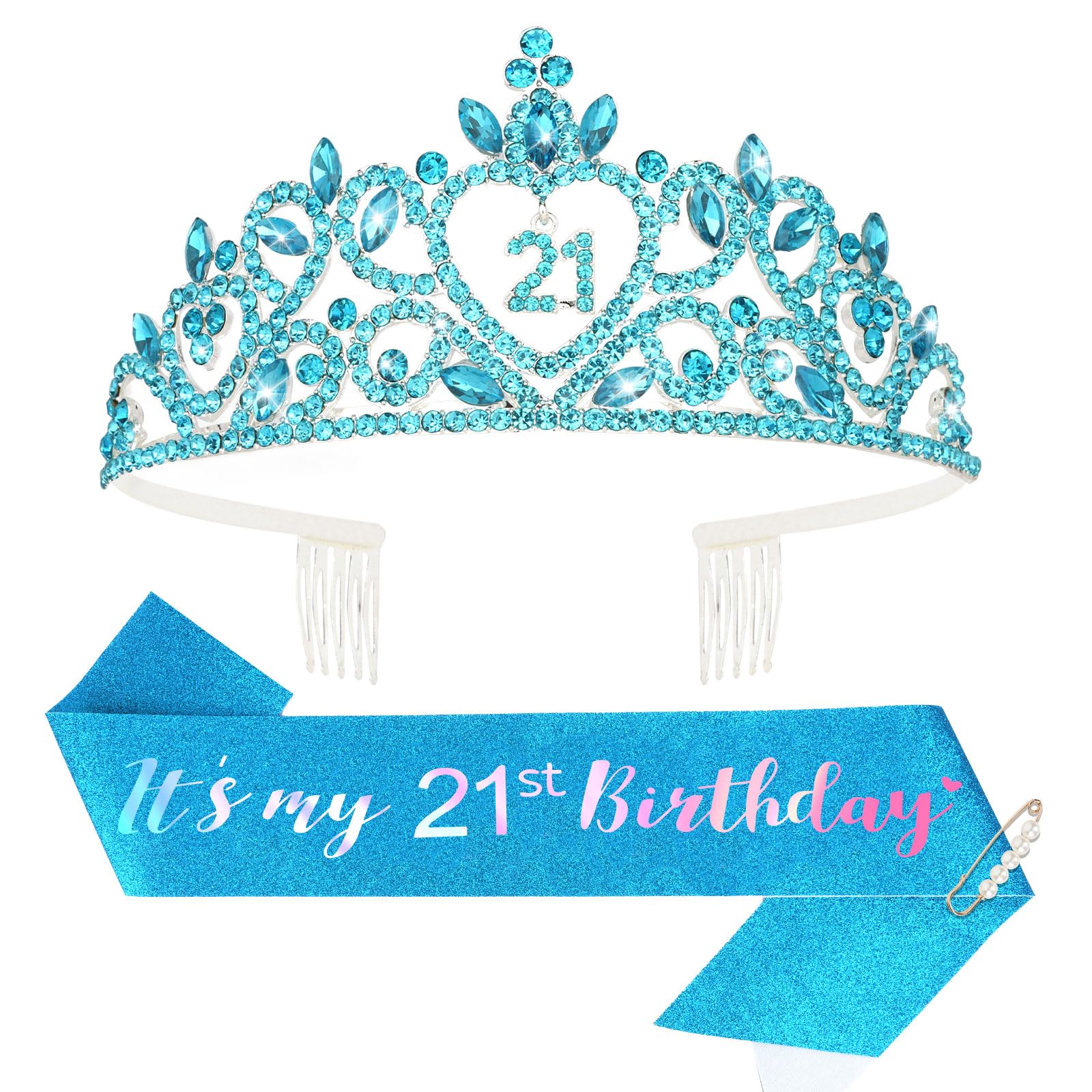 Photo 1 of **may not be exact same item**Araluky Happy 21st Birthday Decorations for Her with Happy 21st Birthday Sash for Women & Twenty-one Crown 21 years old Gifts for Her