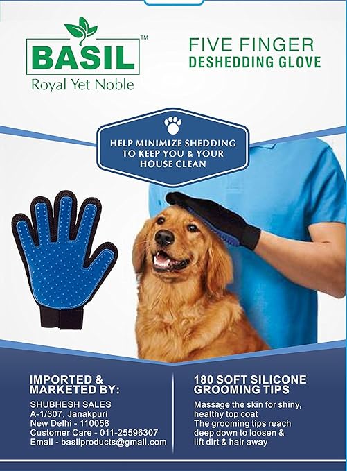 Basil BSLGLOVE Five Finger Deshedding Gloves for Dogs and Cats