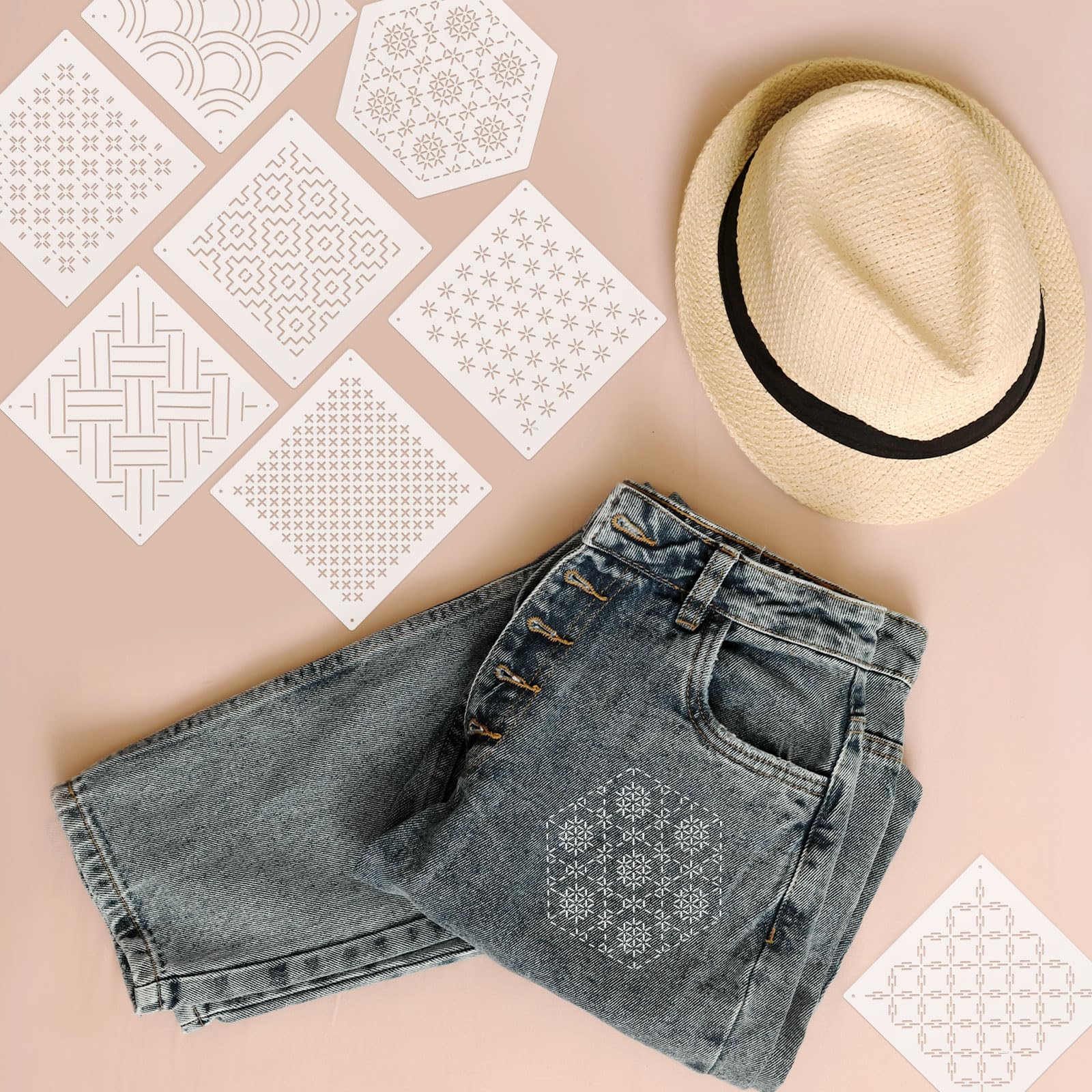 Pochoirs Sashiko - #2 Crêtes, bordures et motifs classiques – Craft de Ville