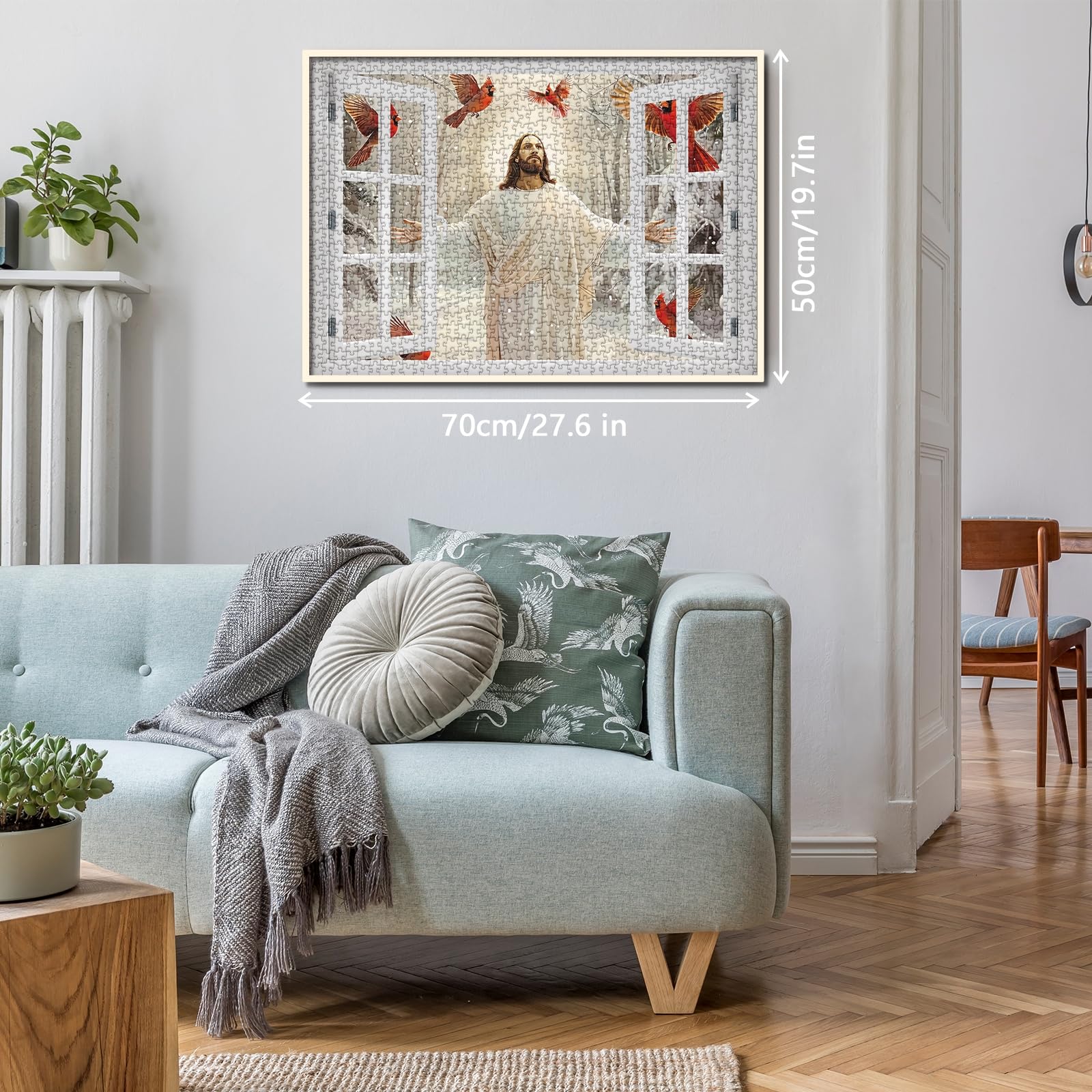 Jesus Christian Puzzles for Adults 1000 Piece, Religious Peaceful Faith Jigsaw Puzzle, Winter Cardinal Inspirational Puzzles - Image 7