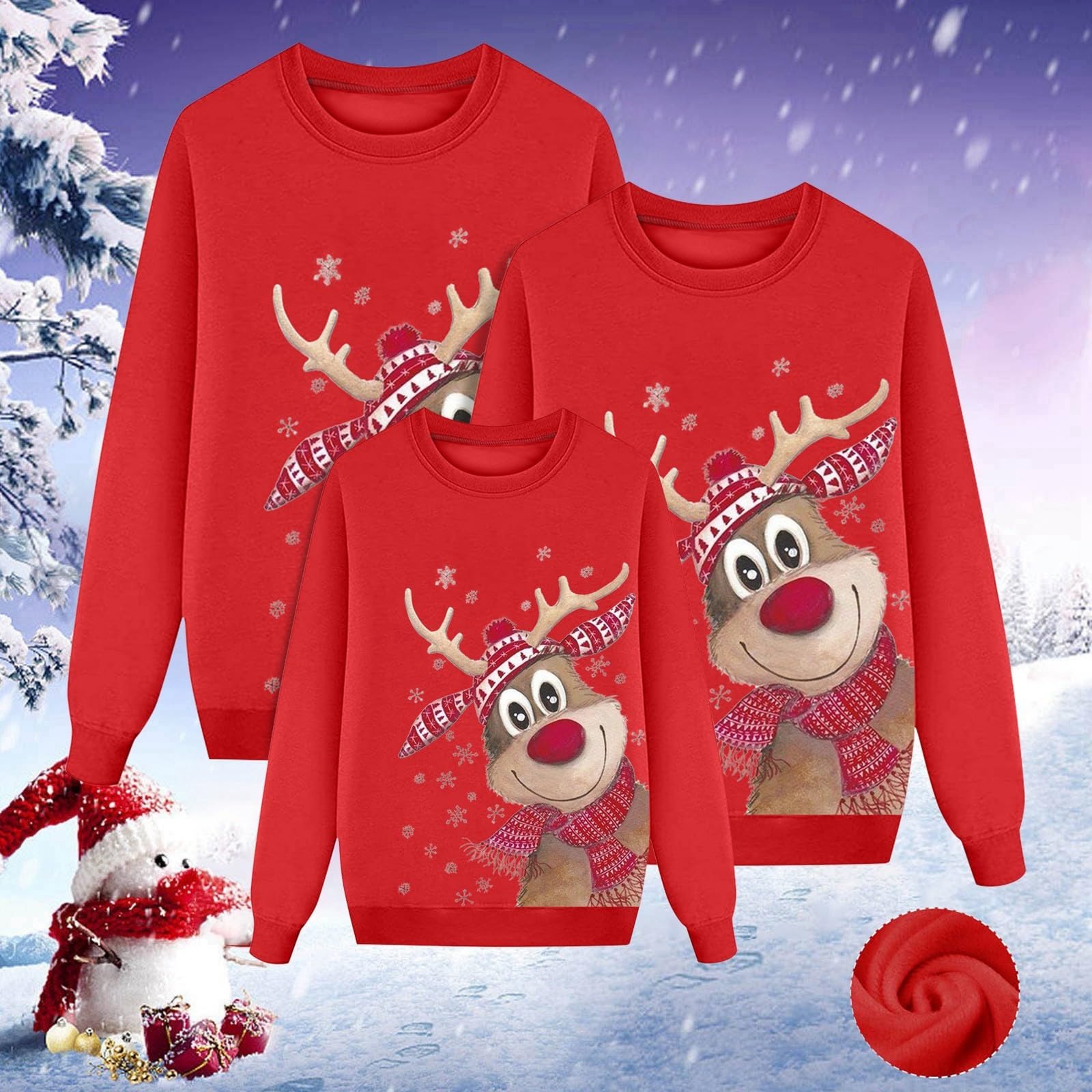 Jersey Navidad Punto Familia Sudadera Rojo Hombre Mujer Niños Invierno