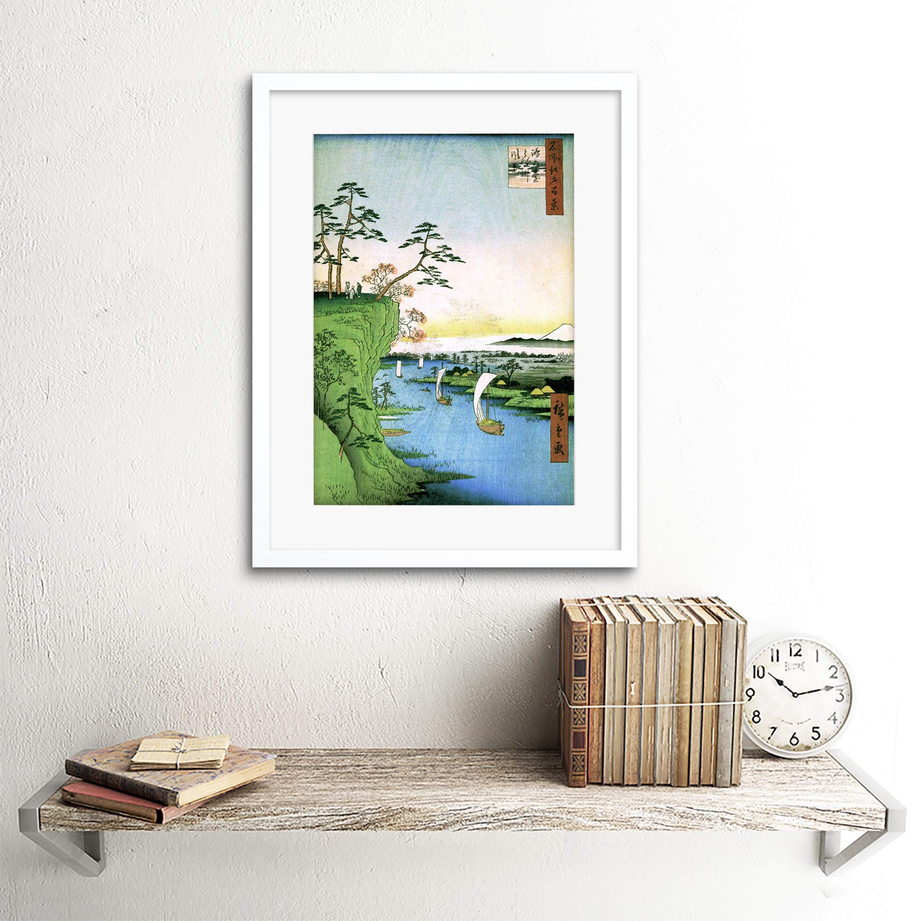 Amazon.com: Painting Japanese Woodblock Boats River Cliff