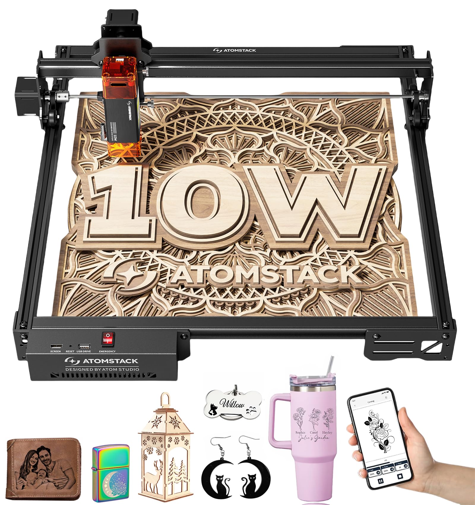 ATOMSTACK A10 Pro V2 Laser Engraver, 10000mW Output Power Laser