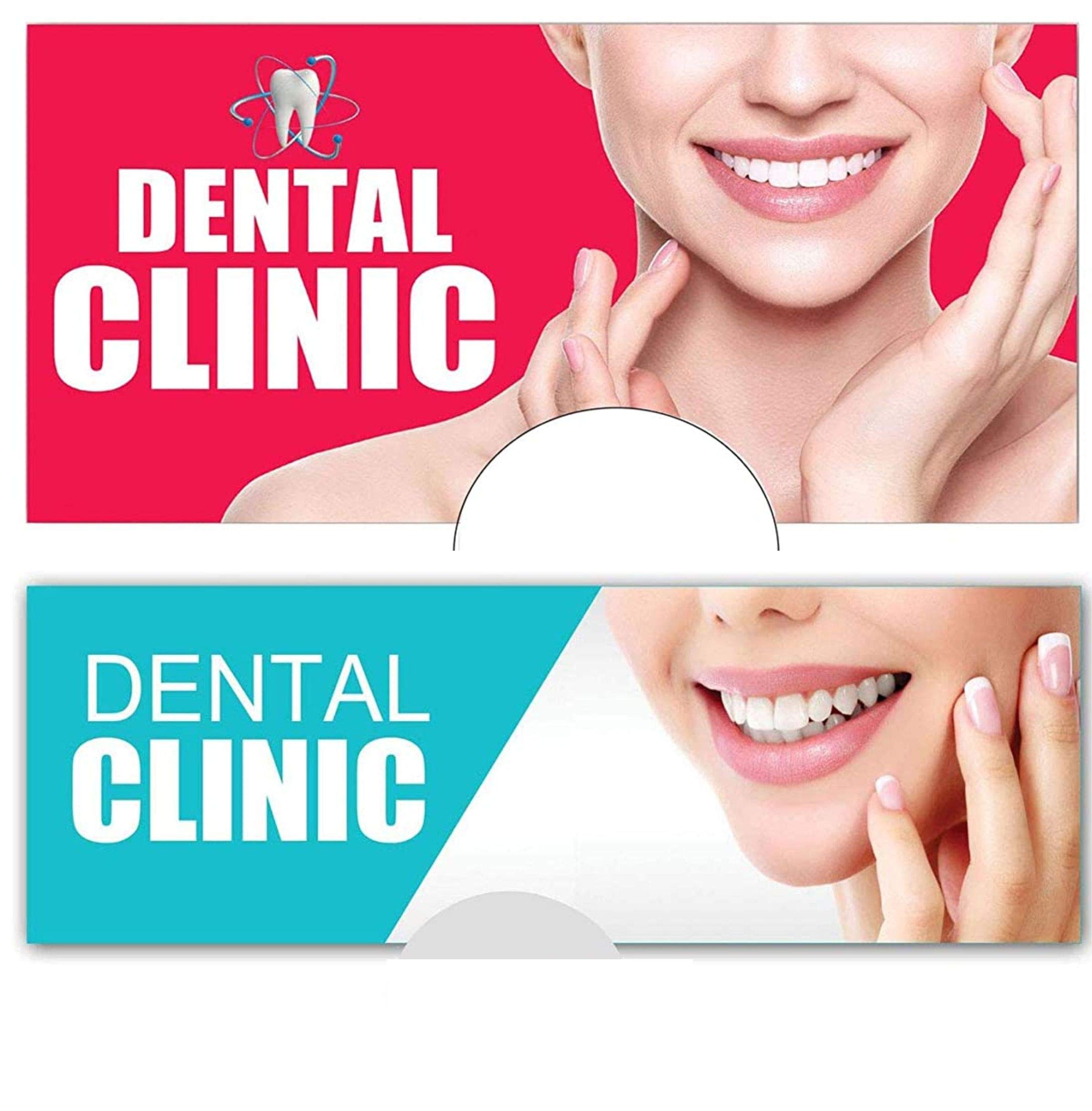 Signex (Pack of 2+2) Dental Clinic Wall Acrylic Sticker (Blue x 2 + Red x 2)