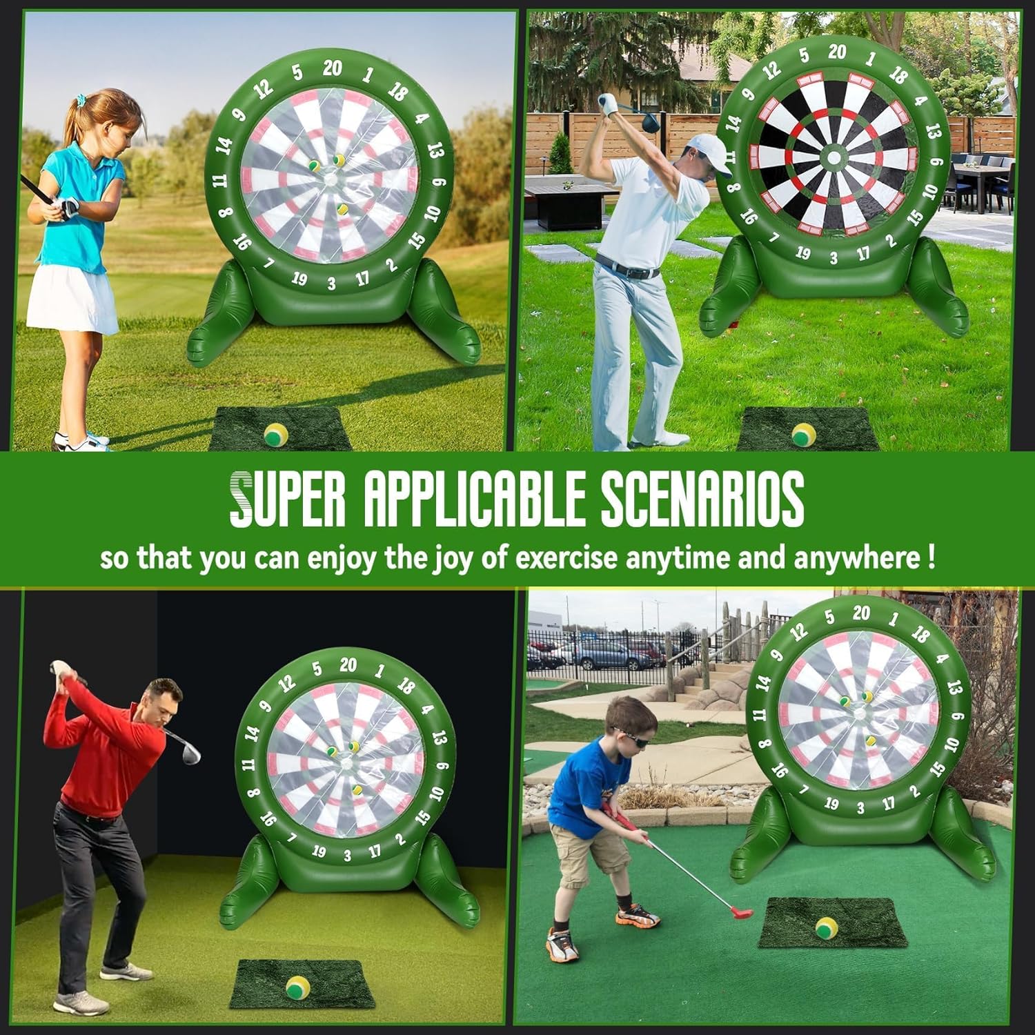 Inflatable Patio Golf Game with Air Pump, 6ft Giant Dartboard for Golf Darts Kick Darts | Giant Outdoor Games for Adults, Family, Party, Camping