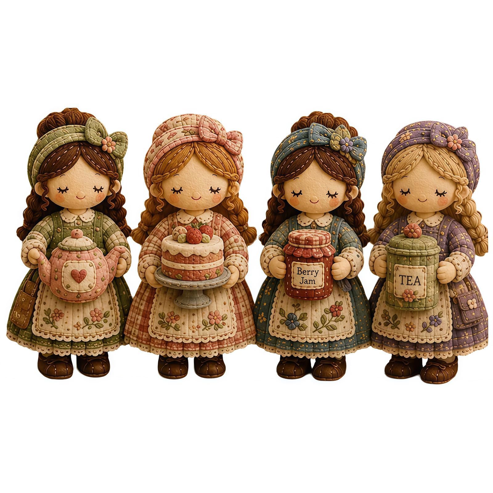 Tiny Worlds Collection – Patchwork DIY Kit Series, Patchwork Doll Sewing Craft Kit with Full Materials and Instructions, for Beginners Holiday & Birthday Gift (Cozy Tea Society)