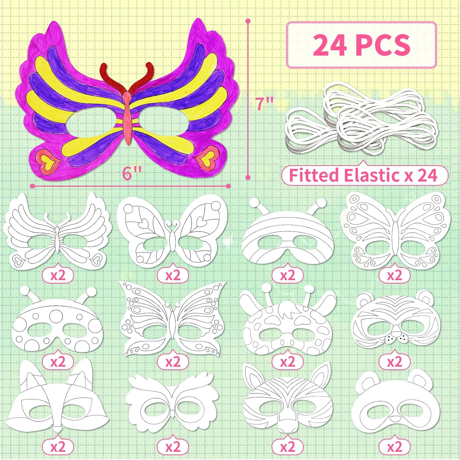 48 PCS Color Your Own Paper Crowns and Paper Masks, DIY Art Coloring Craft Activity for Kids Birthday Dress up Party Favors Decoration, School Home Art Coloring Activities - Image 3