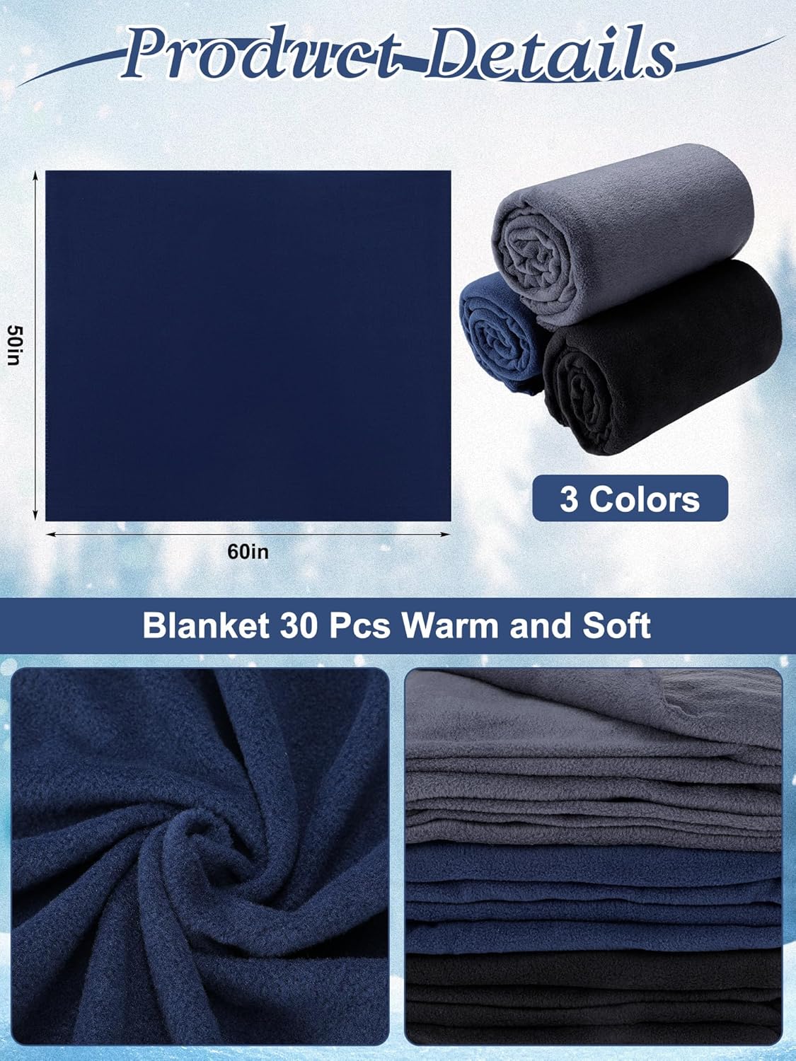 Toulite 120 Pcs Homeless Care Package Supplies Winter Knit Beanies Gloves Socks Fleece Blankets Bulk for Winter Homeless Care - Image 3