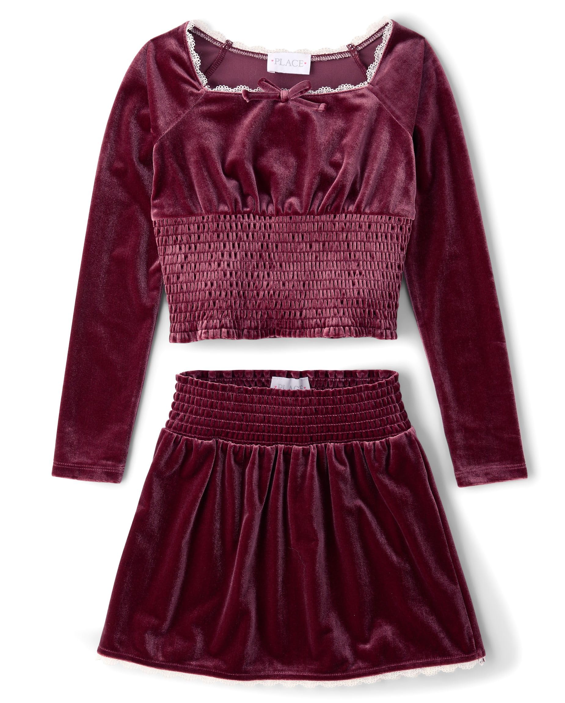 The Children's Place Girls' Smocked Top and Skirt 2 Piece Set