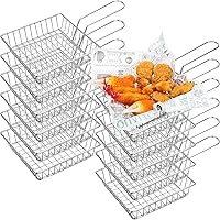Vista 1 de 12 Pack Mini French Fry Holders Bulk, 5.9 x 5.9 Inch French Fries Baskets with Handle, Mini Fry Serving Wire Baskets for Kitchen Restaurant and