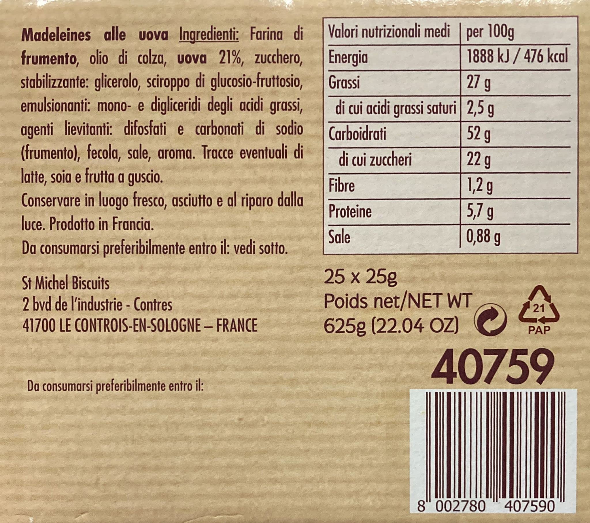 N. 1 Display Madeleines St. Michel - 25 X 25gr