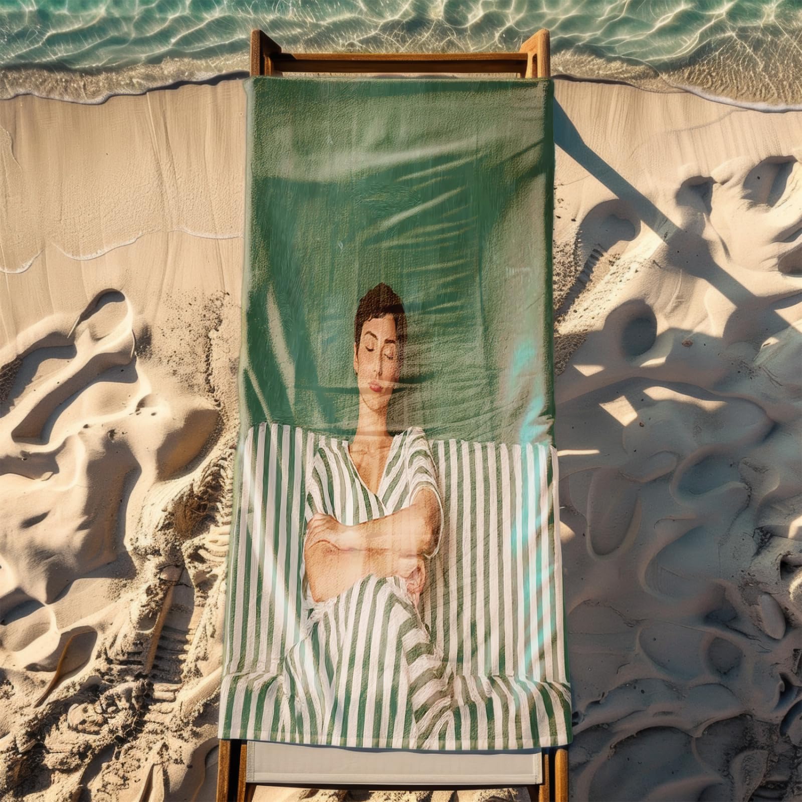 Beach Towel 80x160 Green Art Microfibre Quick Dry Towel for girls,Pool Swimming Travel Towels,Sand-Resistant, Absorbent, Lightweight