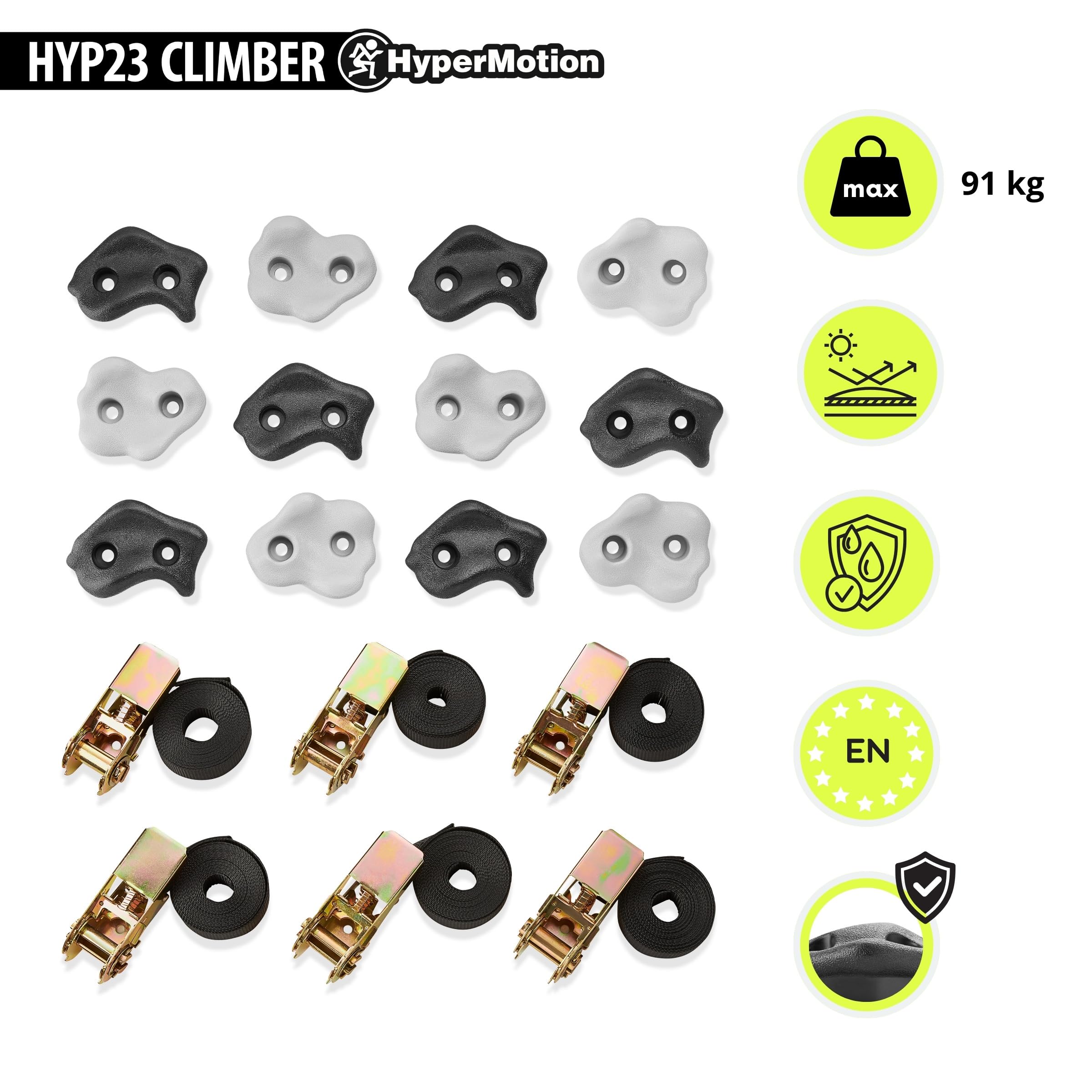 HyperMotion Set da Arrampicata su Albero per Bambini, 18 Pezzi, con Maniglie Resistenti e Cinghie Regolabili | Portata 91 kg | Uso Esterno, da 3 Anni