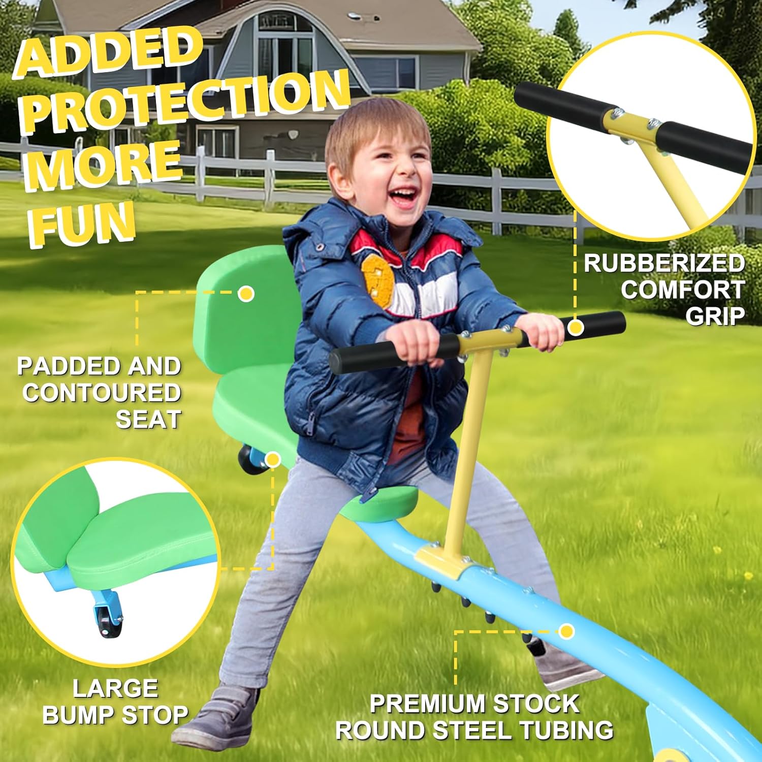 Seesaw for Kids, Teeter Totter with 360 Degree Rotating, Playground Equipment for Indoor and Outdoor, Home, Toddlers Toy Set