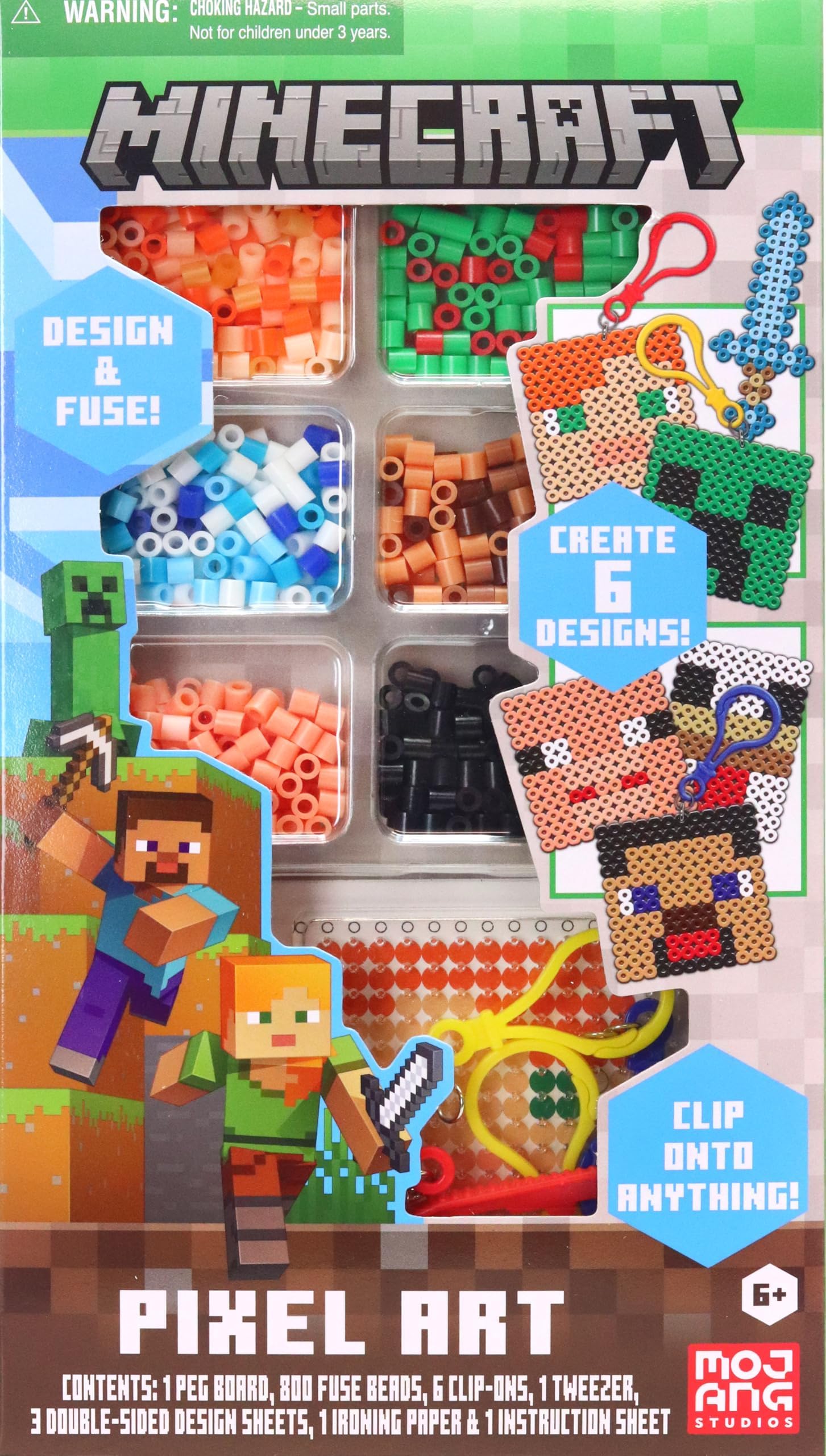 Tara Toys Minecraft Pixel Art Bead Kit 800 Beads, Templates & Pegboards Build Minecraft Pixel Characters & Tools Creative Craft Toy for Kids Ages 6