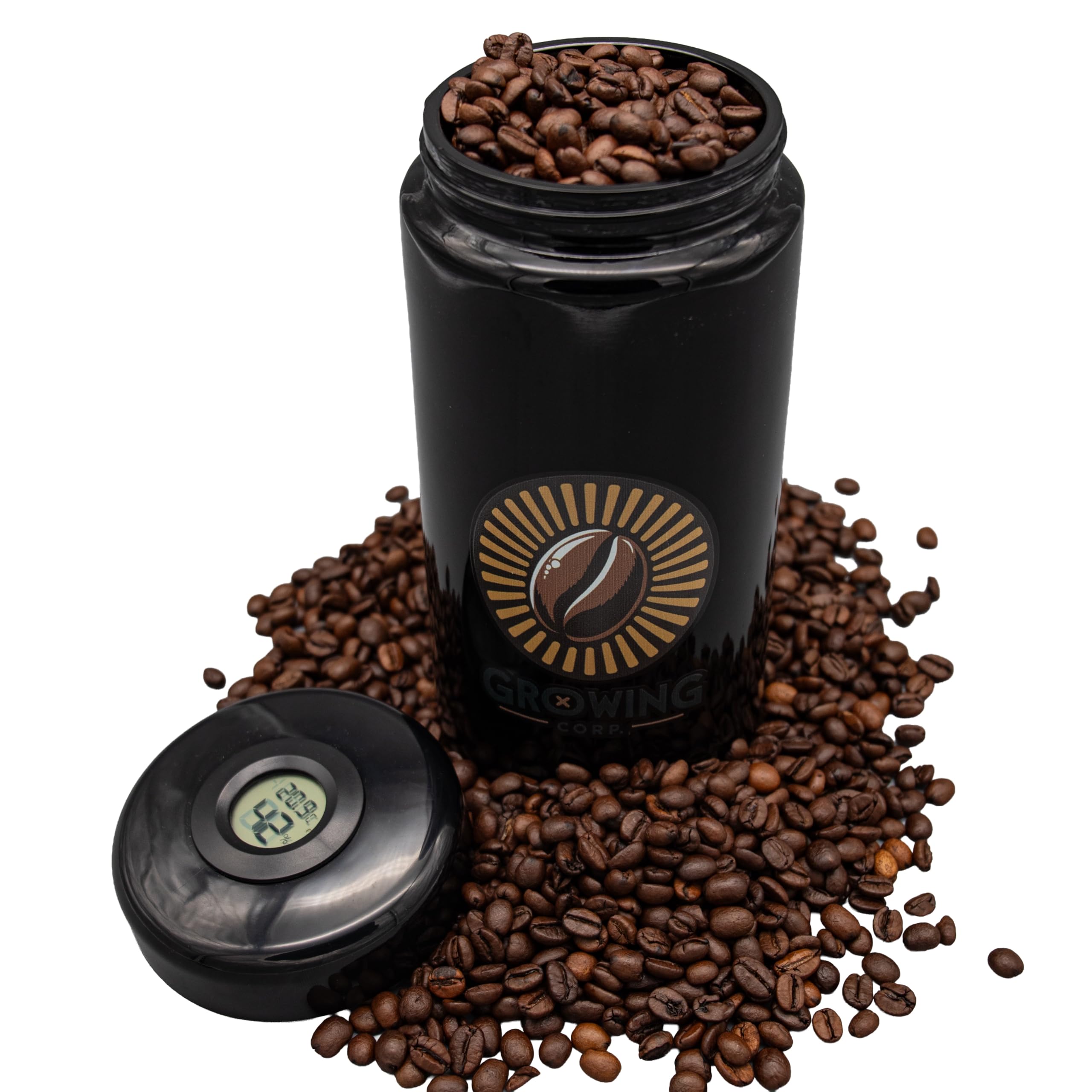 Tarro de café de cristal violeta de 1000 ml, bote de aroma con higrómetro y termómetro, hermético con junta, protección UV para granos de café y espresso