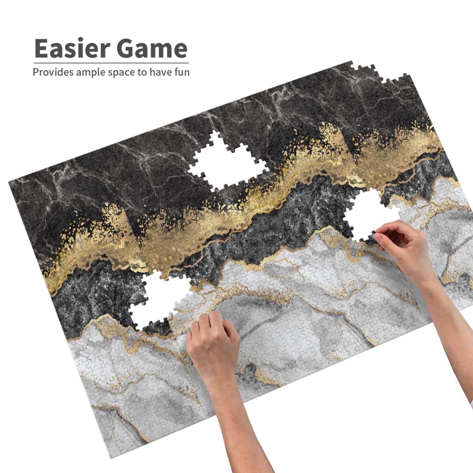 Gioco di puzzle per adulti, puzzle impegnativi, puzzle da 1000 pezzi, biglie nere, bianche e dorate con lamina.